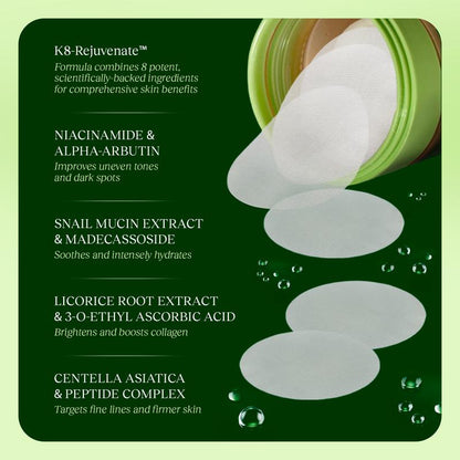 Anti-Aging Toner Pads – Fade Dark Spots & Wrinkles with Snail Mucin + Niacinamide